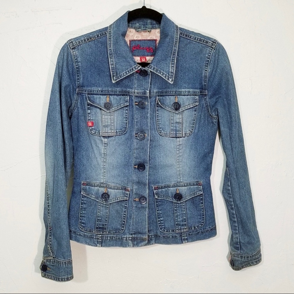 Vintage Plugg Denim Distressed Jacket Y2K